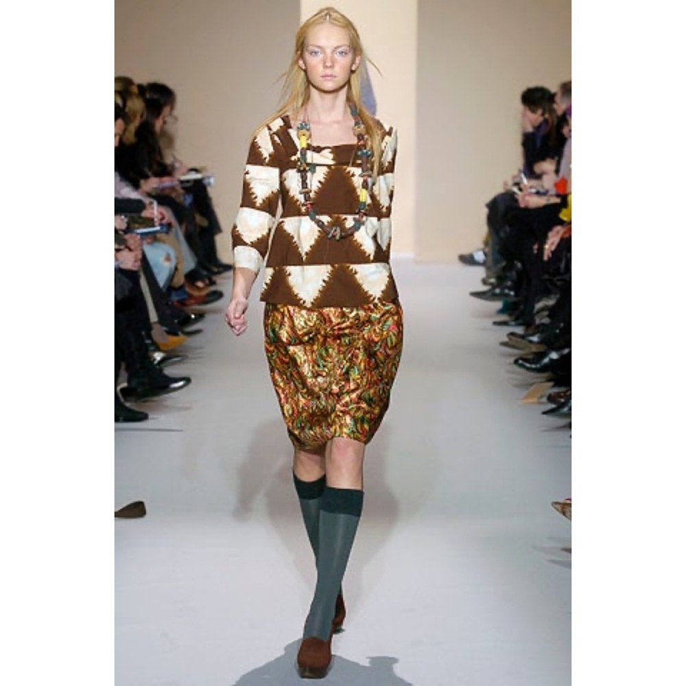 Marni Printed Cotton Poplin Square Neck Blouse - IT 38